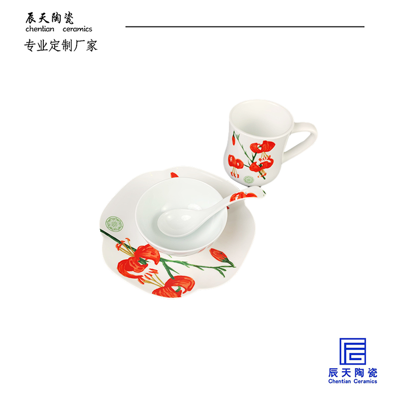 <b>客戶定製 小清新花朵陶瓷碗盤套裝</b>