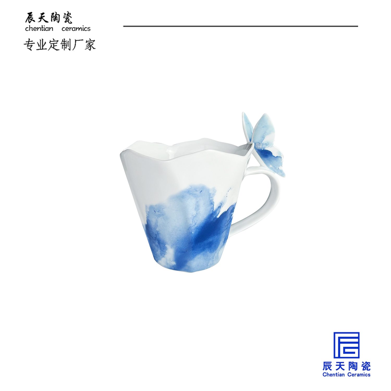 <b>客戶定製 創意蝴蝶花瓣陶瓷馬克杯</b>