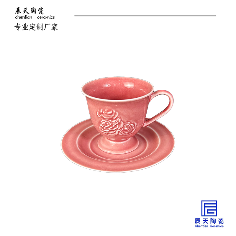 <b>客戶定製 創意浮雕玫瑰陶瓷咖啡杯</b>